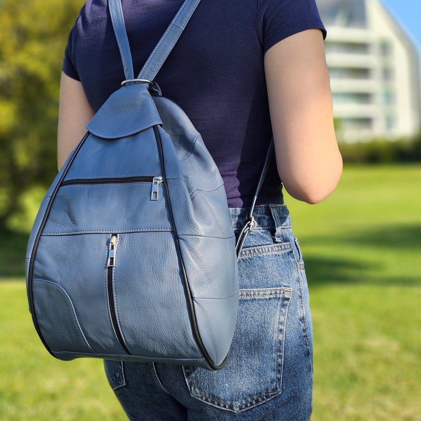 Leather Backpack Pear Shaped Large M-I - Newage Leather Bags