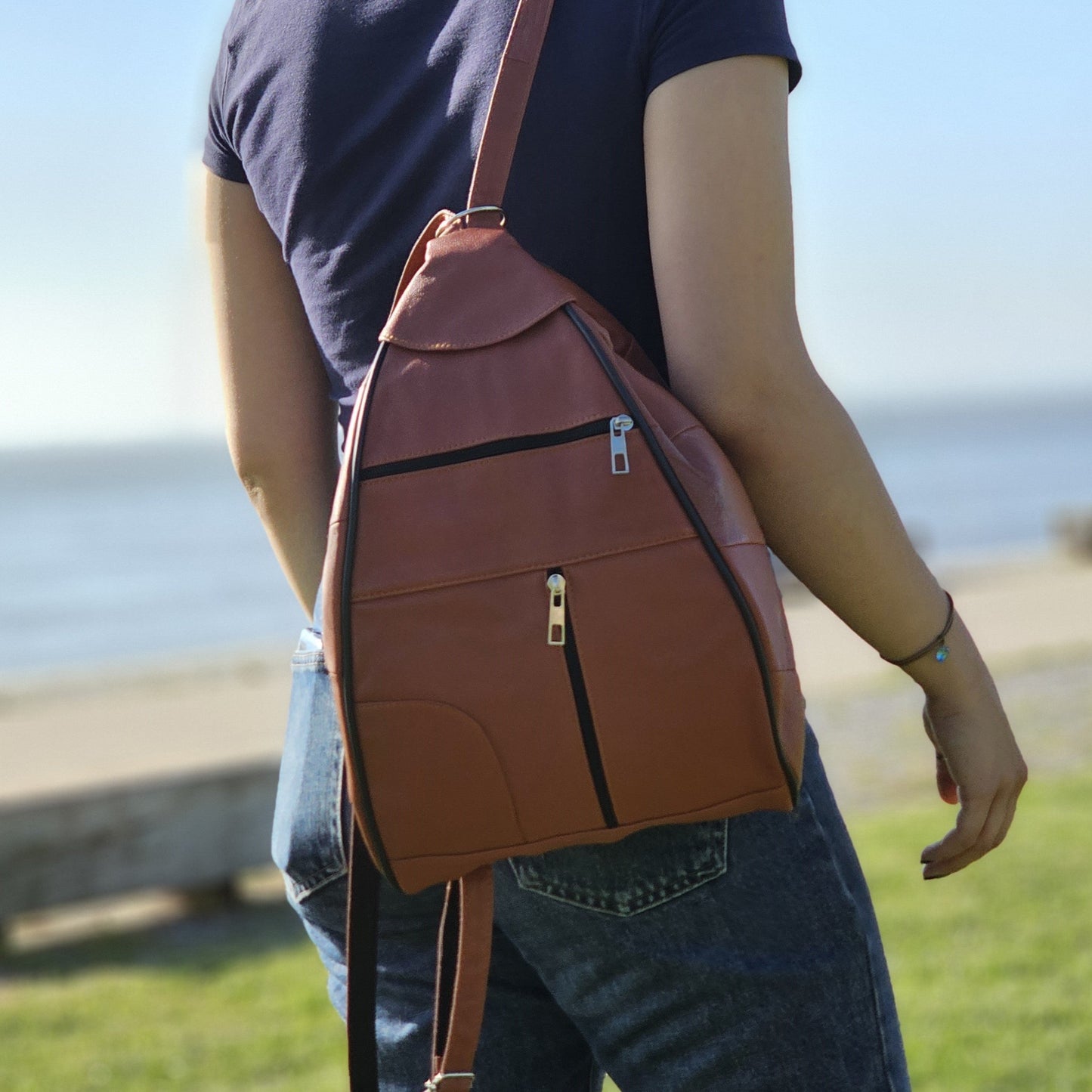 Leather Backpack Pear Shaped Large M-I - Newage Leather Bags