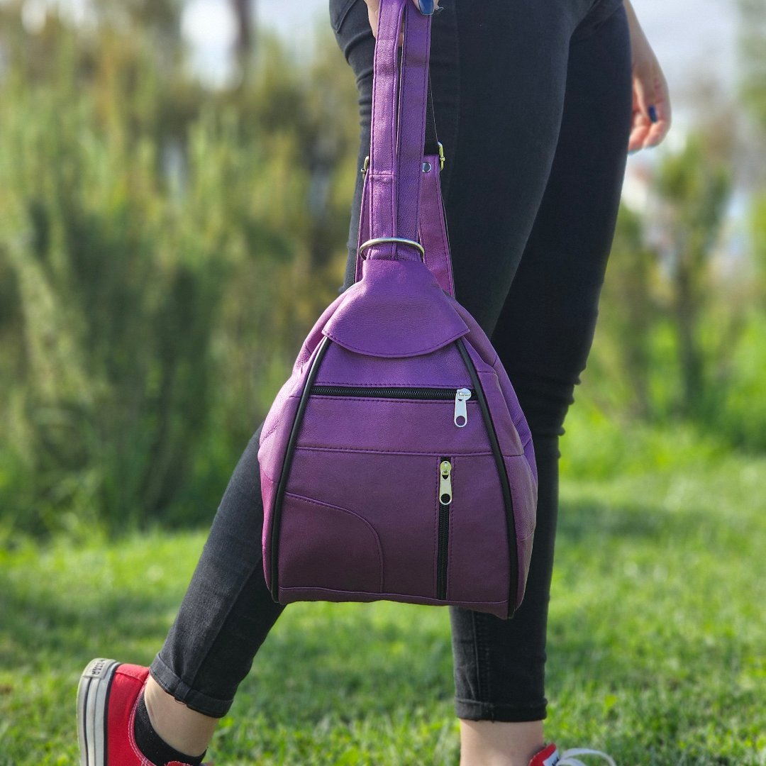 Leather Backpack Pear Shaped Small M-I - Newage Leather Bags