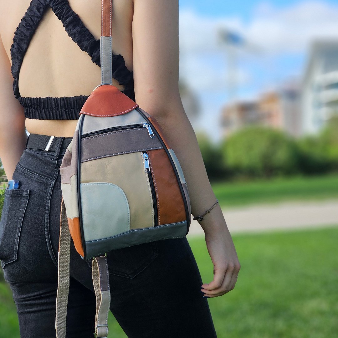 Leather Backpack Pear Shaped Small M-I - Newage Leather Bags
