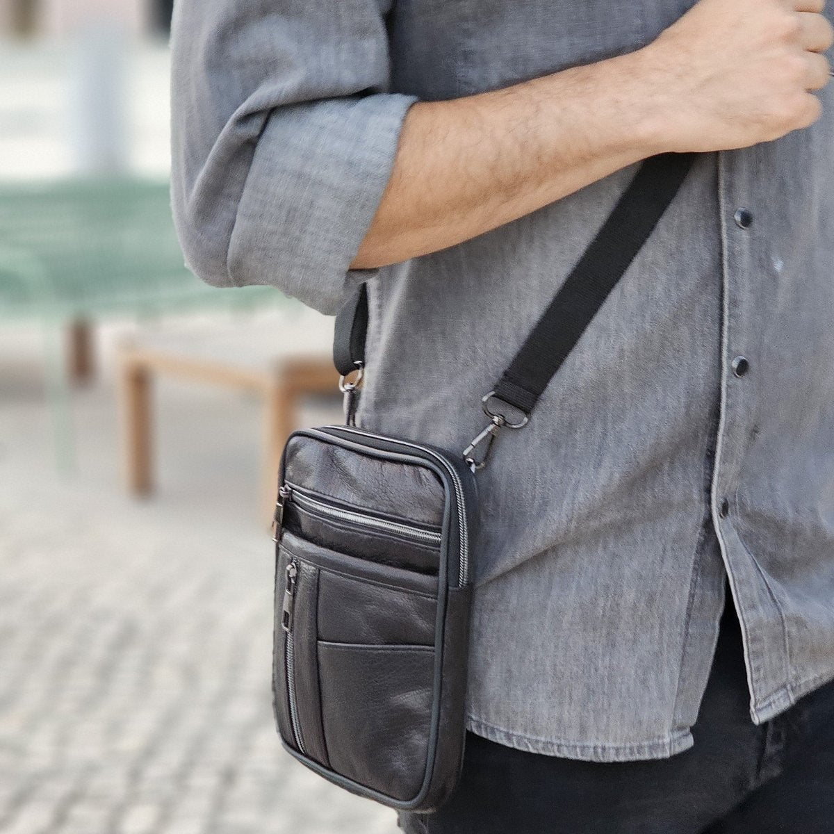 Leather Crossbody Bag Zip-Top M-I - Newage Leather Bags