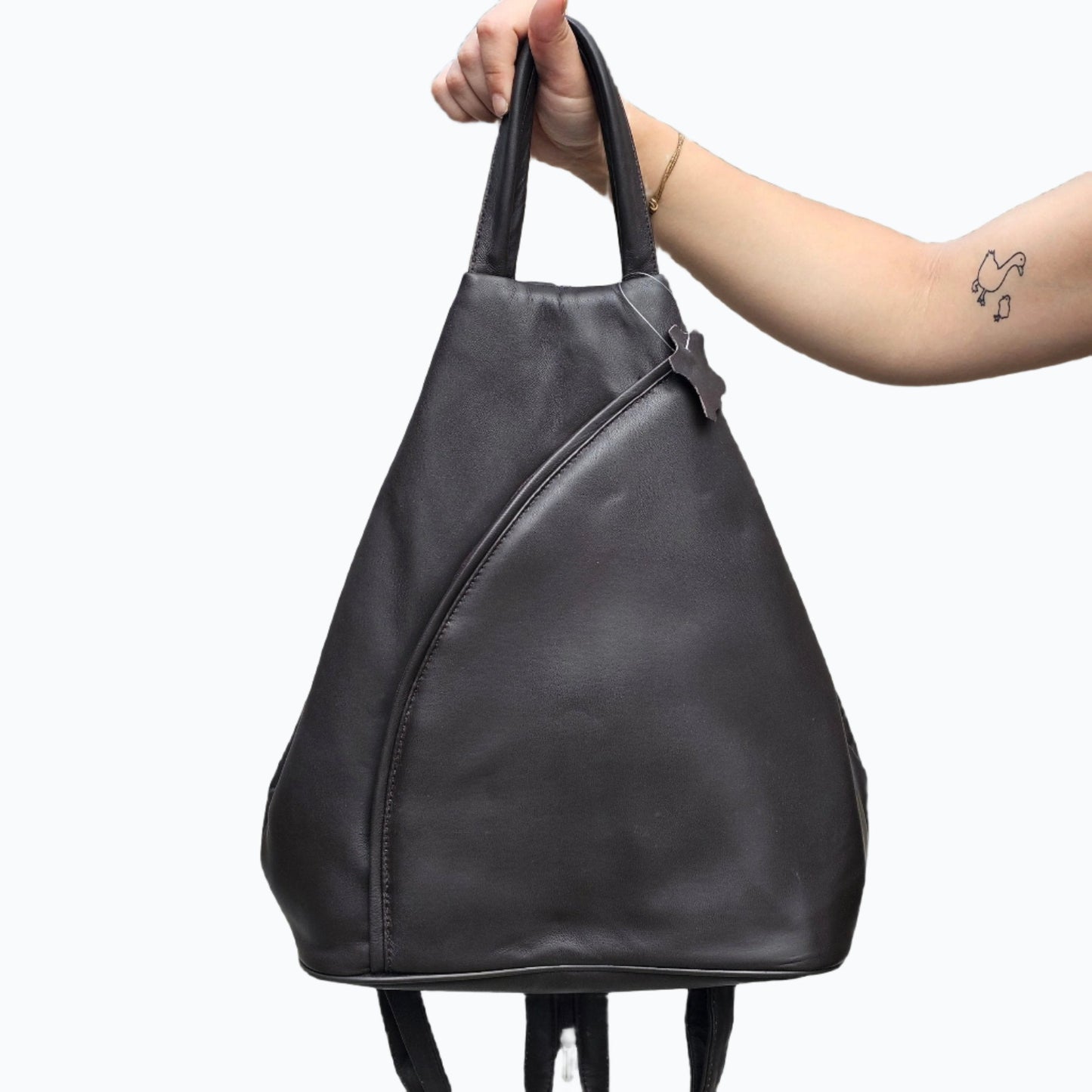 Elegant Leather Pear-Shaped Backpack Large M-I Newage Leather Bags