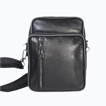 Sac Messenger en Cuir Véritable avec Fermeture Zippée M-I