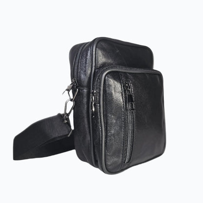 Sac Messenger en Cuir Véritable avec Fermeture Zippée M-I