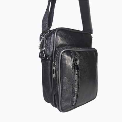 Sac Messenger en Cuir Véritable avec Fermeture Zippée M-I