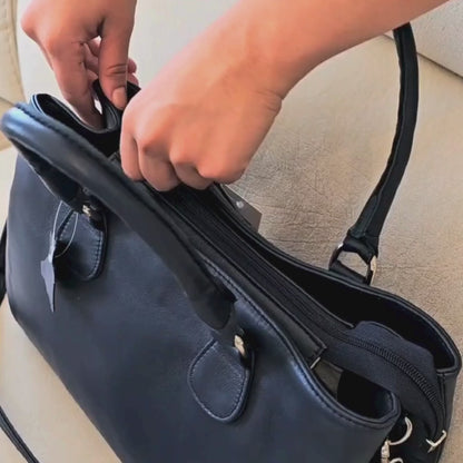 Elegante bolso de mano y de hombro de piel M-II